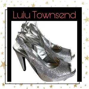 Lulu Townsend Silver Slingback Peep Toe Heels 9